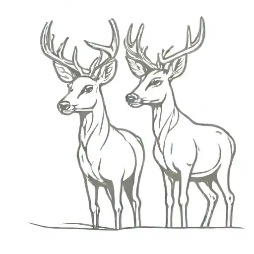 two headed deer tattoo design idea