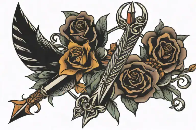 bow arrows semi colon tattoo design idea