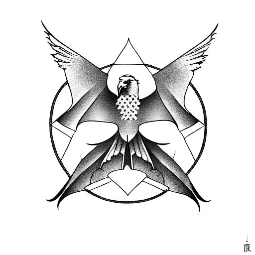 The outline of an eagle's wing on top, overlapping with the outline of a bat's wing on the bottom. The eagle's wing is d tattoo design idea