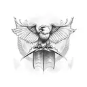 The outline of an eagle's wing on top, overlapping with the outline of a bat's wing on the bottom. The eagle's wing is d tattoo design idea