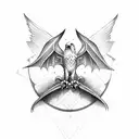 The outline of an eagle's wing on top, overlapping with the outline of a bat's wing on the bottom. The eagle's wing is d tattoo design idea