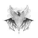 The outline of an eagle's wing on top, overlapping with the outline of a bat's wing on the bottom. The eagle's wing is d tattoo design idea