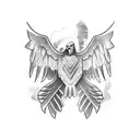 The outline of an eagle's wing on top, overlapping with the outline of a bat's wing on the bottom. The eagle's wing is d tattoo design idea