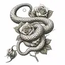 snake and rose tattoo design idea