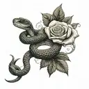 snake and rose tattoo design idea