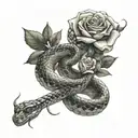 snake and rose tattoo design idea