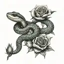 snake and rose tattoo design idea
