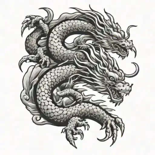 small japanese dragon, vertical tattoo tattoo design idea
