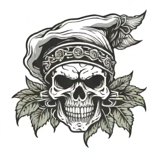 skull with beanie and bandana  tattoo design idea