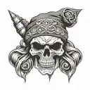skull with beanie and bandana  tattoo design idea