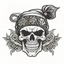 skull with beanie and bandana  tattoo design idea