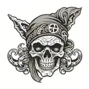 skull with beanie and bandana  tattoo design idea