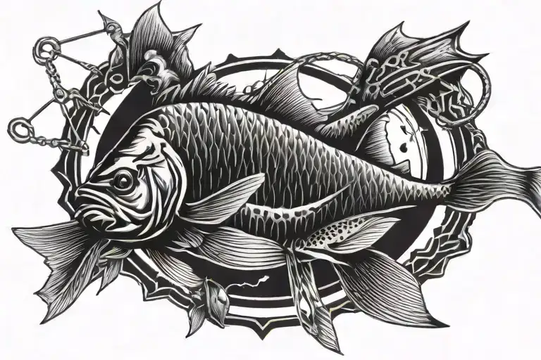 trap fishing tattoo design idea