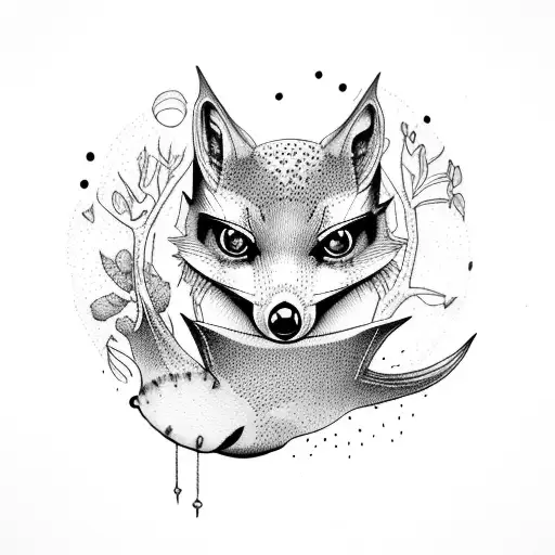 flying fox fruit tattoo design idea