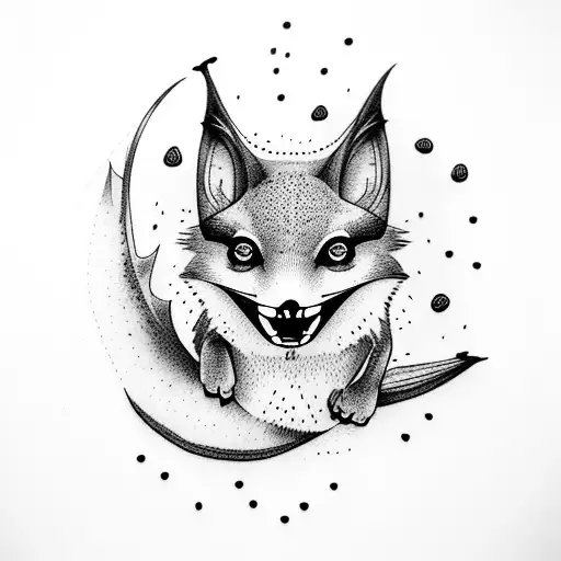 flying fox fruit tattoo design idea
