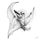 flying fox fruit tattoo design idea
