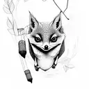 flying fox fruit tattoo design idea