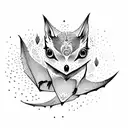 flying fox fruit tattoo design idea