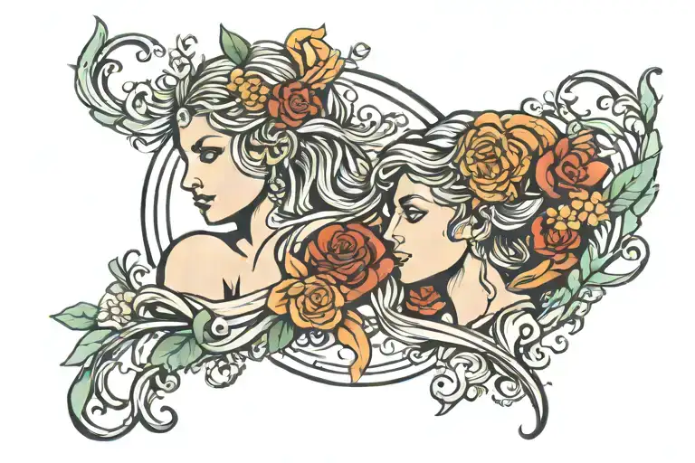 Virgo and Aries zodiac sign intertwined tattoo design idea