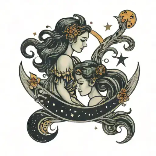 Virgo and Aries constellation intertwined tattoo design idea