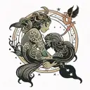 Virgo and Aries constellation intertwined tattoo design idea