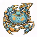 blue crab in orange color tattoo design idea