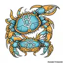 blue crab in orange color tattoo design idea