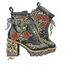 black platform boots tattoo design idea