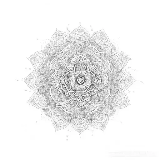 A detailed mandala with intricate patterns representing spiritual growth tattoo design idea