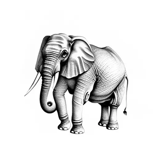 antique elephant tattoo design idea
