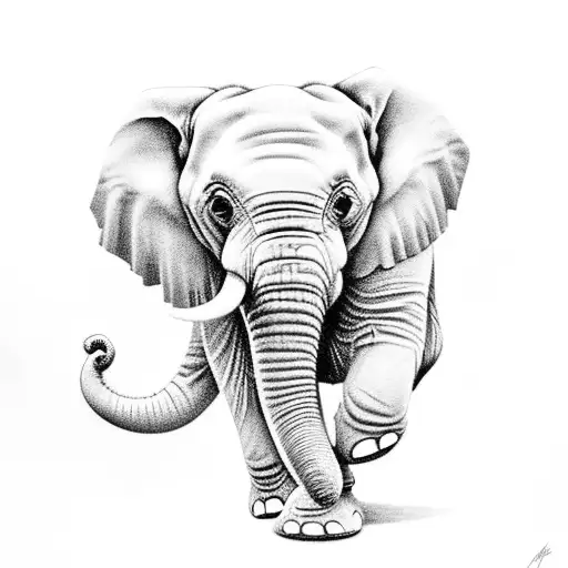 baby elephant tattoo design idea