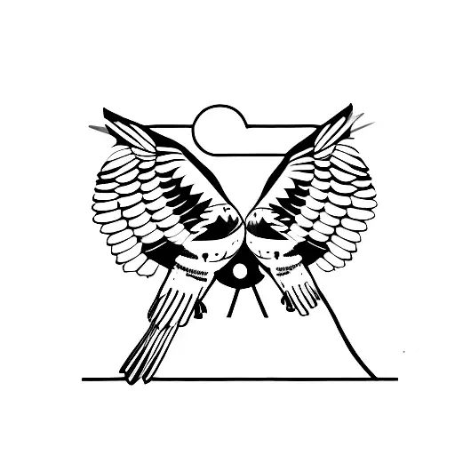 Two blackbirds sitting on a highway sign tattoo design idea