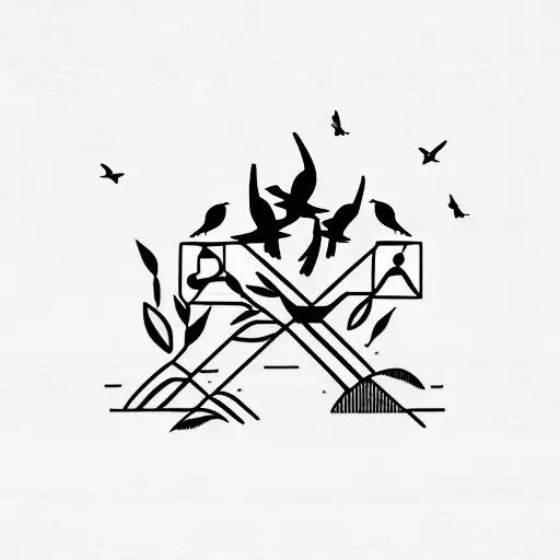 Two blackbirds on highway sign tattoo design idea