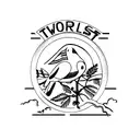 Two blackbirds on highway sign - us interstate 94 tattoo design idea