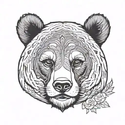 grizzly face and Panda face tattoo design idea