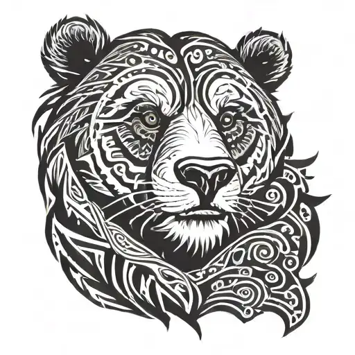 grizzly face and Panda face tattoo design idea