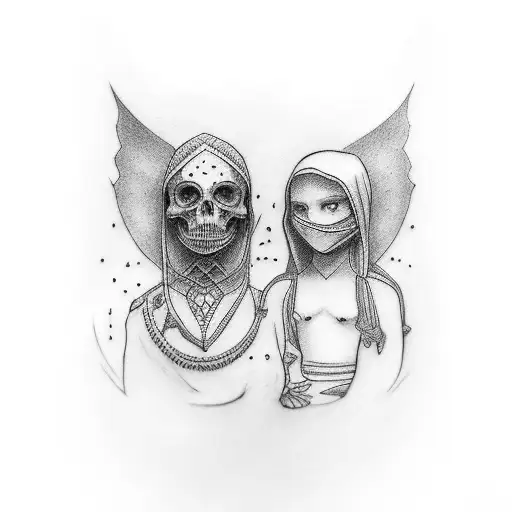 brother protecting sister tattoo design idea