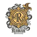 rudransh name in Sanskrit and roman font surrounded tattoo design idea