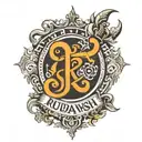 rudransh name in Sanskrit and roman font surrounded tattoo design idea