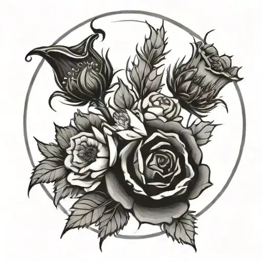 old Celtic design of English rose and Scottish thistle tattoo design idea