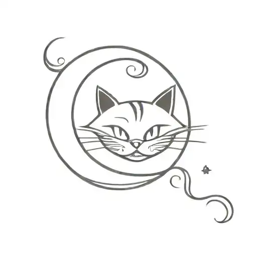 cheshire cat smile moon merging together tattoo design idea