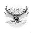 multidick flying monster tattoo design idea