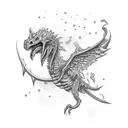 multidick flying monster tattoo design idea