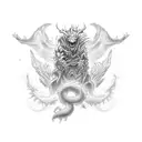 multidick flying monster tattoo design idea