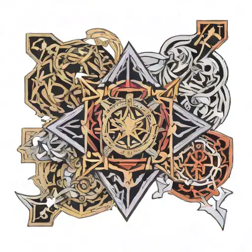 yugioh millennium puzzle with lines coming out tattoo design idea