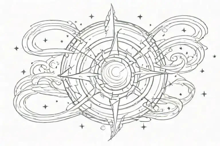 symbol for jupiter with lightening strikes around it tattoo design idea