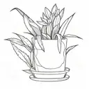 snake plant pot plant tattoo design idea