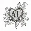 Initials  AOE in a heart  tattoo design idea