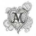 Initials  AOE in a heart  tattoo design idea