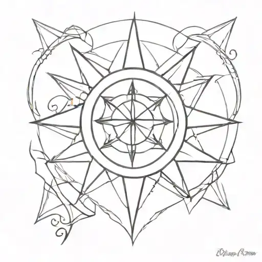 A minimalist design of a compass rose with a heart in the center, symbolizing your love for your mom and your desire to travel the world together tattoo design idea